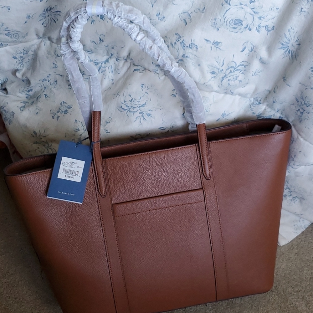 NWT cole haan zip top tote brittish tan